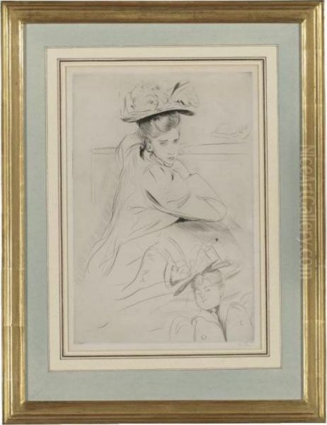 Study Of A Woman Wearing A Hat Oil Painting by Paul Cesar Helleu