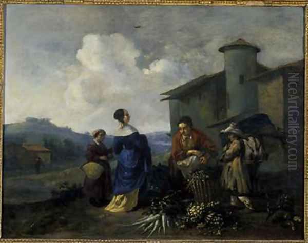 Vegetable Seller Oil Painting by Hendrik Mommers