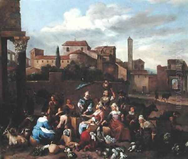 Vegetable Market in Italy Oil Painting by Hendrik Mommers