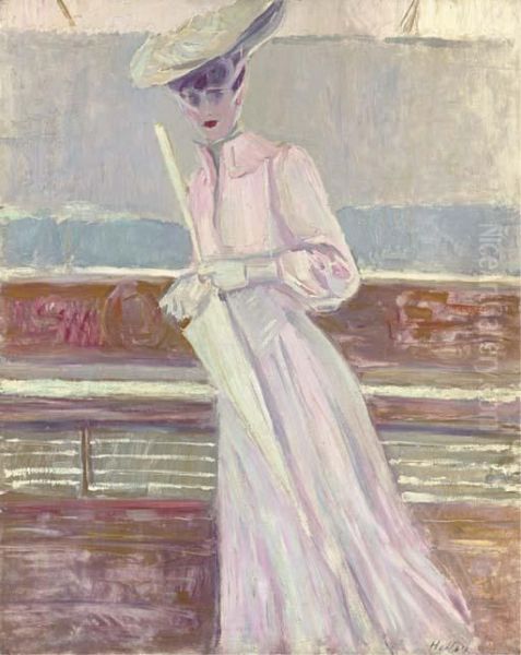 Madame Helleu On The Yacht Etoile Oil Painting by Paul Cesar Helleu