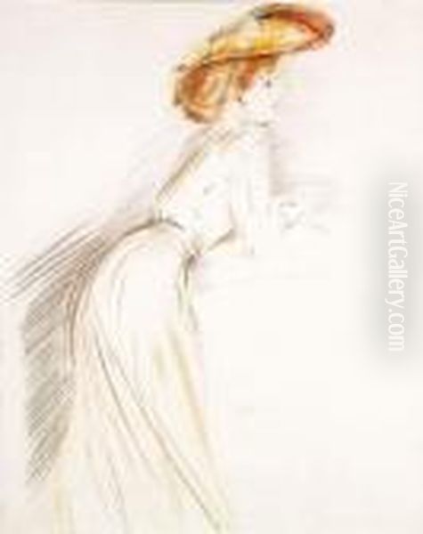 Mademoiselle Lender Oil Painting by Paul Cesar Helleu