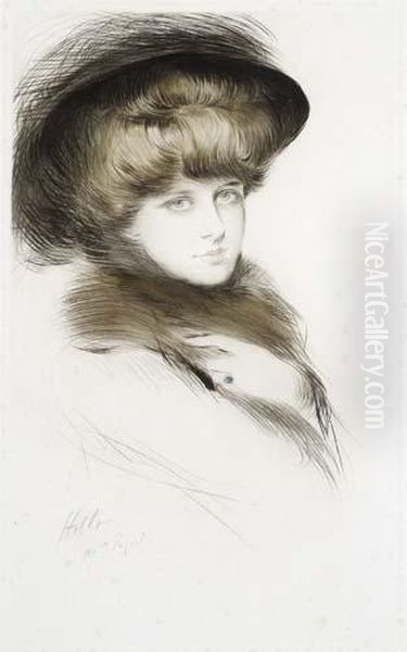 Femme Au Chapeau Oil Painting by Paul Cesar Helleu