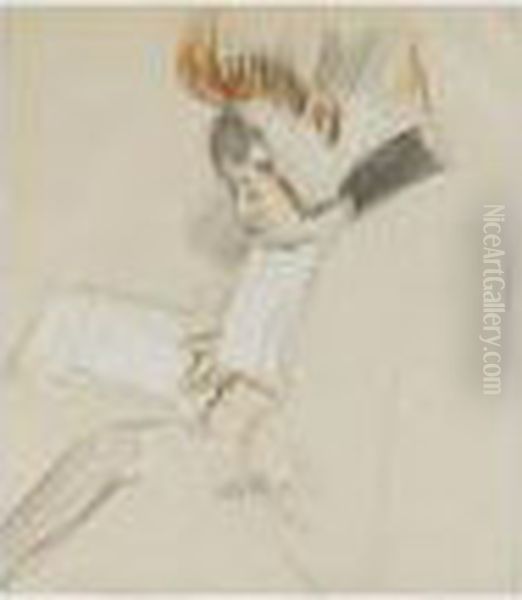 Madame Helleu Faisant La Lecture A L'un De Ses Enfants Oil Painting by Paul Cesar Helleu