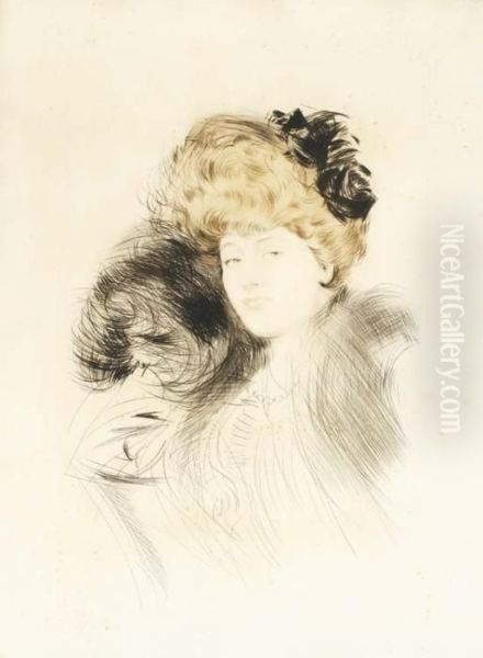 Elegante A La Fourrure Oil Painting by Paul Cesar Helleu