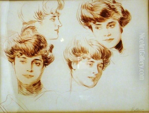 Etudes De Tetes Oil Painting by Paul Cesar Helleu