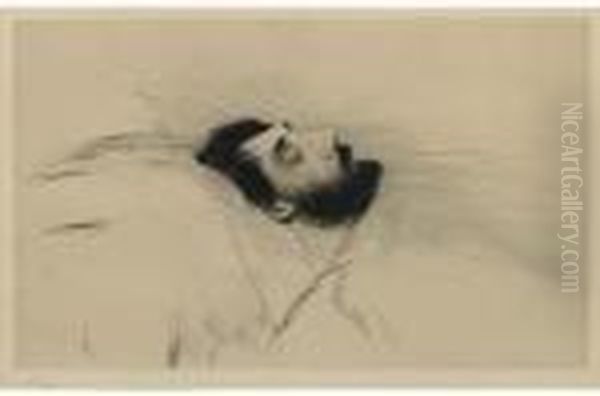 [proust On His Deathbed] Oil Painting by Paul Cesar Helleu