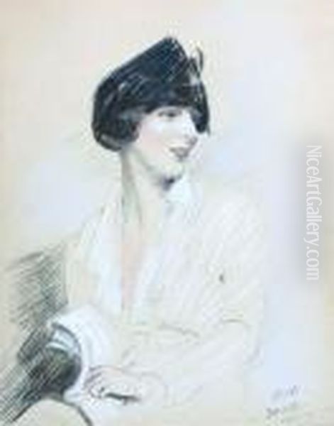 Portrait Of A Young Woman Oil Painting by Paul Cesar Helleu