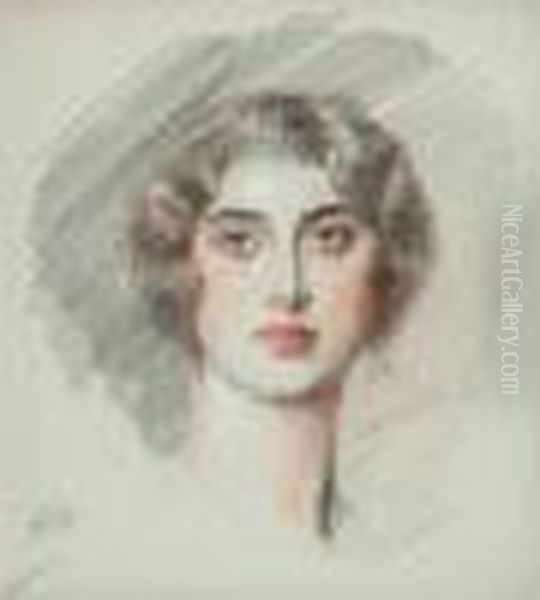 Tete De Jeune Femme Oil Painting by Paul Cesar Helleu