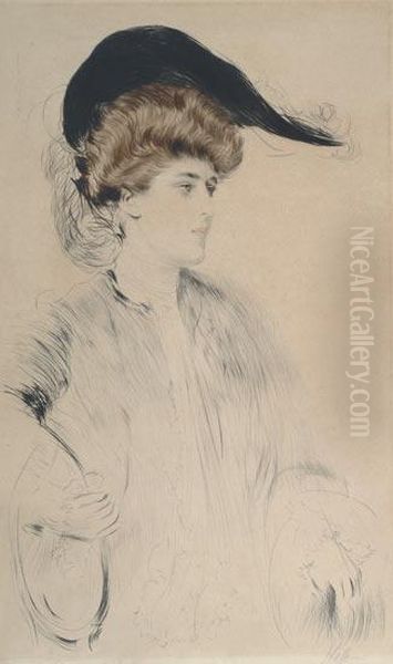 Jeune Femme Au Chapeau Oil Painting by Paul Cesar Helleu