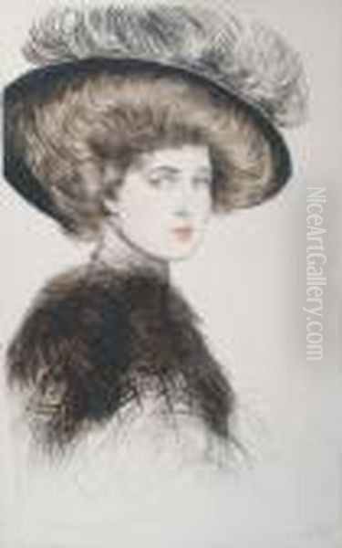 Jeune Femme Au Chapeau Oil Painting by Paul Cesar Helleu