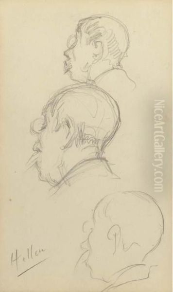 Head Studies Oil Painting by Paul Cesar Helleu