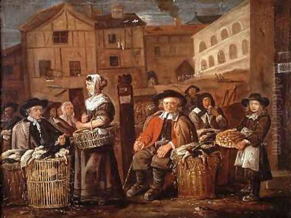 Market Scene Oil Painting by Jean Michelin