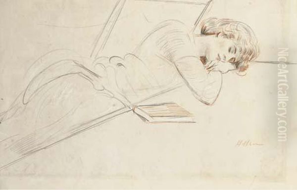 Une Femme Etendue Oil Painting by Paul Cesar Helleu