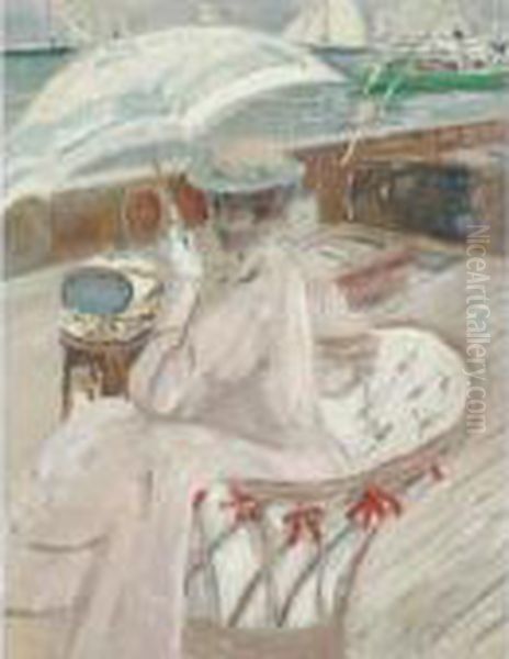 Madame Helleu Sur Son Yacht, L'etoile Oil Painting by Paul Cesar Helleu