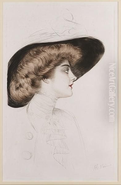 Profile Of A Lady, Bust Length Oil Painting by Paul Cesar Helleu