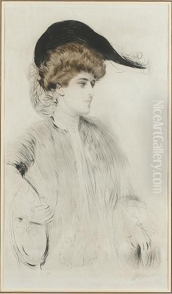 Portrait Of A Lady, Half Length Oil Painting by Paul Cesar Helleu