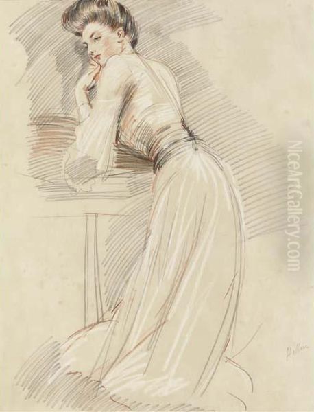 Mrs Fenwick Oil Painting by Paul Cesar Helleu