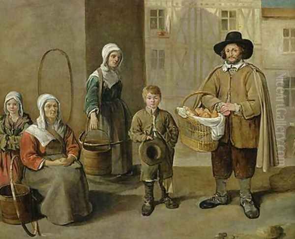 The Bread Seller and Water Carriers Oil Painting by Jean Michelin