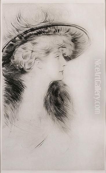 Portrait Of Lady Oil Painting by Paul Cesar Helleu