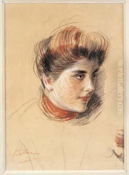 Portrait De Femme Oil Painting by Paul Cesar Helleu