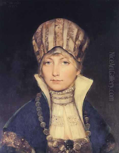 Portrait of a Woman in a bonnet Oil Painting by Wilhelm Menzler