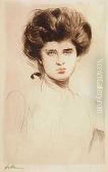 Portrait De Femme Oil Painting by Paul Cesar Helleu