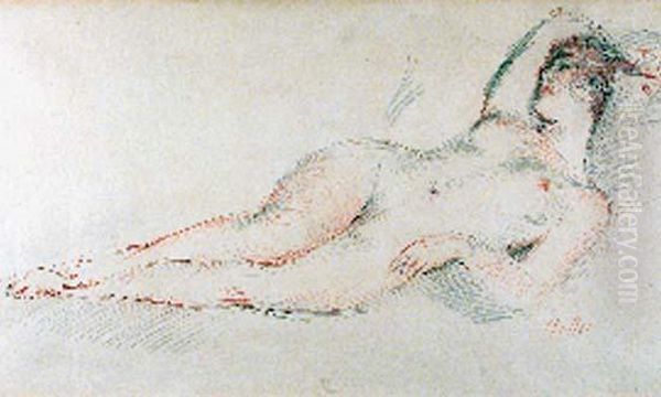 Jeune Femme Nue Allongee Oil Painting by Paul Cesar Helleu