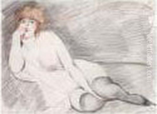 Femme Accoudee Oil Painting by Paul Cesar Helleu