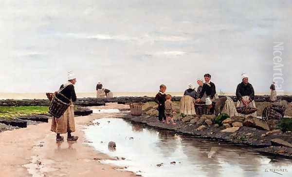 Pecheurs De Moules, Bretagne Oil Painting by Georges Edmond Maigret