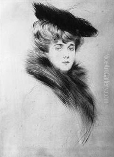 Portrait De Madame Cheruit Oil Painting by Paul Cesar Helleu