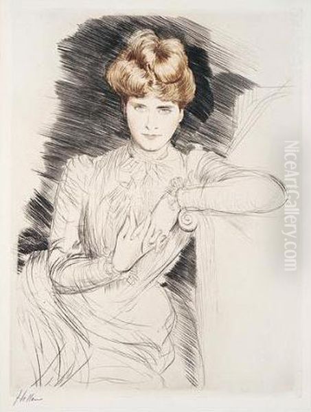 (portrait De Madame Helleu) Oil Painting by Paul Cesar Helleu