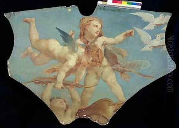 Putti Carrying the Attributes of Venus after Paul Baudry Oil Painting by Charles August Mengin