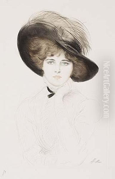 Femme Au Chapeau Oil Painting by Paul Cesar Helleu