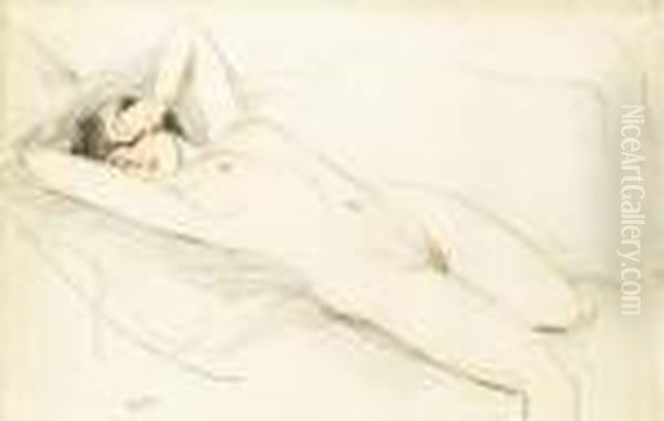 Reclining Nude Oil Painting by Paul Cesar Helleu