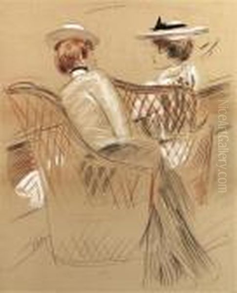 Madame Helleu Abord Le Yacht Etoile Oil Painting by Paul Cesar Helleu