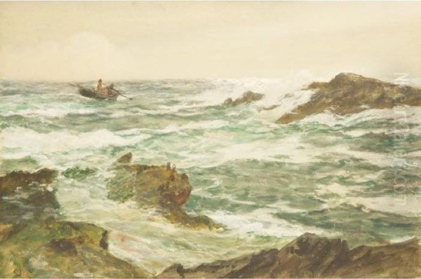 High Tide - Cornish Coast Oil Painting by Charles Napier Hemy