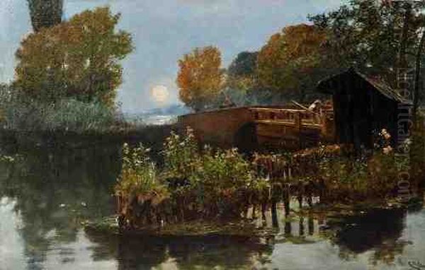 The Millstream On The Test Oil Painting by Charles Napier Hemy