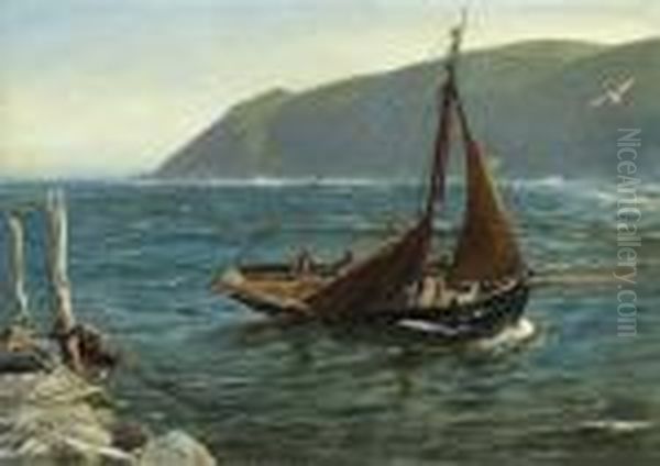 Home Again Oil Painting by Charles Napier Hemy