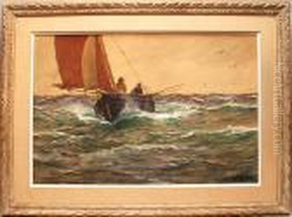 Fisherman In Sailboat, 
Kennedy Oil Painting by Charles Napier Hemy