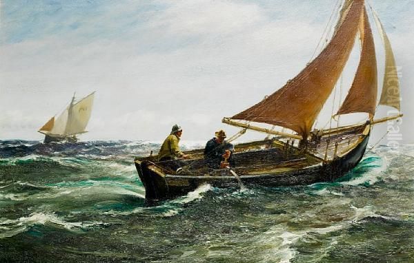 A Leaky Old Tub Oil Painting by Charles Napier Hemy