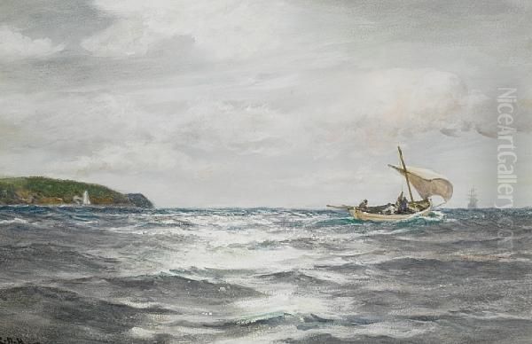 The Longboat Oil Painting by Charles Napier Hemy