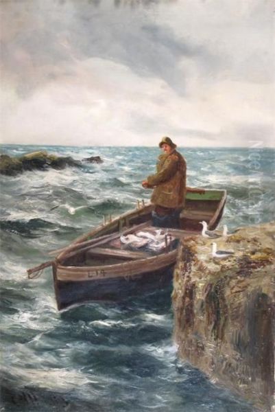 Fisherman Returning To Port Oil Painting by Charles Napier Hemy