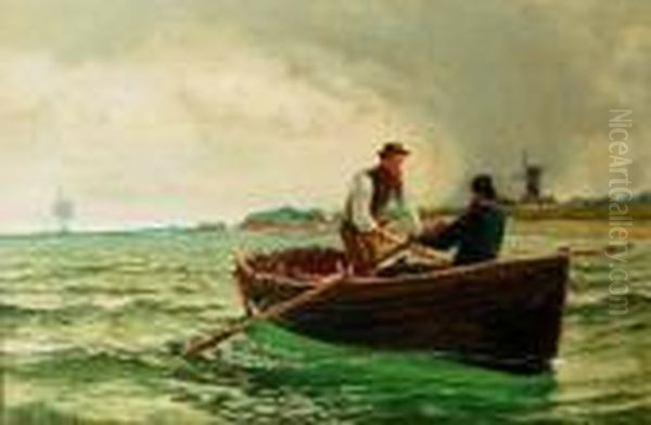 Rowing Home Oil Painting by Charles Napier Hemy