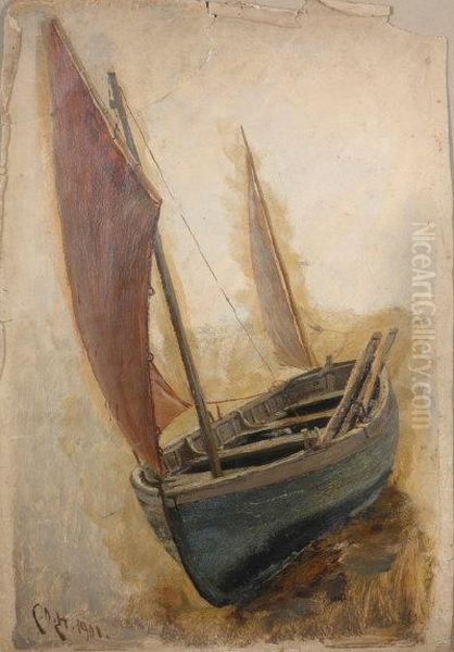 An Open Boat. Oil Painting by Charles Napier Hemy