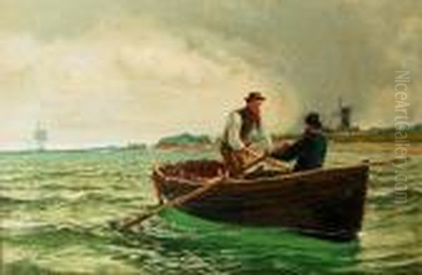 Rowing Home Oil Painting by Charles Napier Hemy