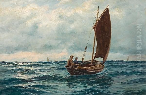 Fishing Boat Off The Coast Of Banff Oil Painting by Charles Napier Hemy