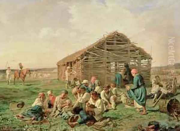 Rest during Haying 1861 Oil Painting by Aleksandr Ivanovich Morozov