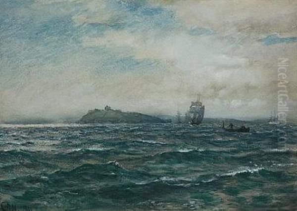 Shipping Off Falmouth. Oil Painting by Charles Napier Hemy