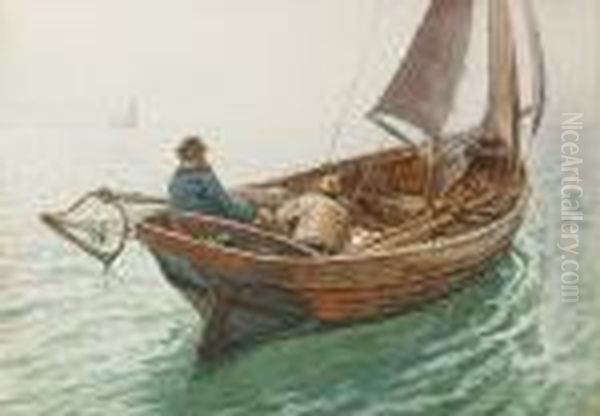 Off To The Fishing Grounds Oil Painting by Charles Napier Hemy