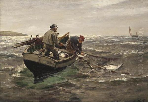 The Trammel Net Oil Painting by Charles Napier Hemy